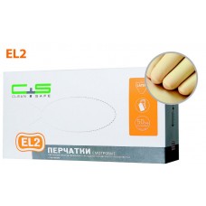 Перчатки Clean+Safe EL2 латексные, текстур., двухкр. хлоринирования, 100 шт., S (6-7)