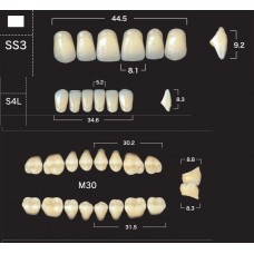 Зубы акриловые двухслойные GLORIA New Ace & Naperce, полный гарнитур SS3 M30