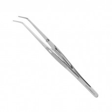 Пинцет стоматологический изогнутый с зажимом Pin, для пинов, 15 см