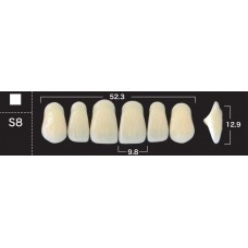 Зубы акриловые двухслойные GLORIA New Ace, фронтальные верхние, фасон S8