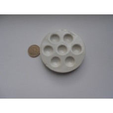 Палитра малая круглая для работы с красителями, керамическая, без крышки, 7 ячеек