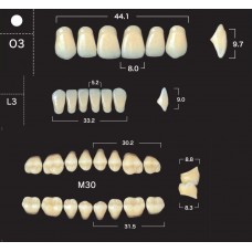 Зубы акриловые двухслойные GLORIA New Ace & Naperce, полный гарнитур O3 M30
